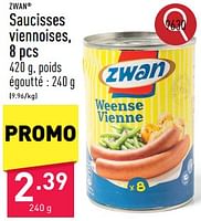 Promotions Saucisses viennoises - Zwan - Valide de 23/09/2024 à 29/09/2024 chez Aldi