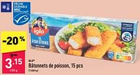 Promotions Bâtonnets de poisson - Iglo - Valide de 23/09/2024 à 29/09/2024 chez Aldi