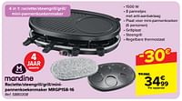 Promoties Mandine raclette-steengrill-grill-minipannenkoekenmaker mrgp158-16 - Mandine - Geldig van 18/09/2024 tot 30/09/2024 bij Carrefour