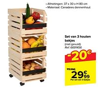 Set van 3 houten bakjes-Huismerk - Carrefour 