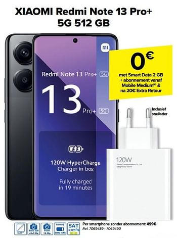 Promoties Xiaomi redmi note 13 pro+ 5g 512 gb - Xiaomi - Geldig van 18/09/2024 tot 30/09/2024 bij Carrefour