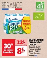 Promotions Grandlait bio demi-écrémé candia - CANDIA - Valide de 17/09/2024 à 23/09/2024 chez Auchan Ronq