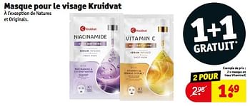 Promotions Masque en tissu vitamine c - Produit maison - Kruidvat - Valide de 17/09/2024 à 22/09/2024 chez Kruidvat