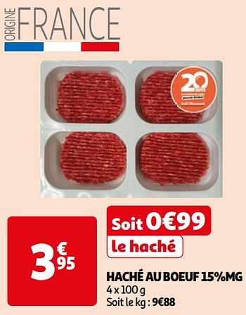 Promoties Haché au boeuf - Huismerk - Auchan - Geldig van 17/09/2024 tot 23/09/2024 bij Auchan