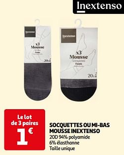 Socquettes ou mi-bas mousse inextenso