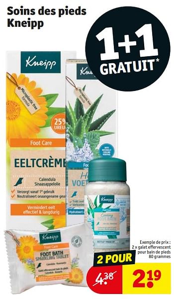 Promotions Galet effervescent pour bain de pieds - Kneipp - Valide de 17/09/2024 à 22/09/2024 chez Kruidvat