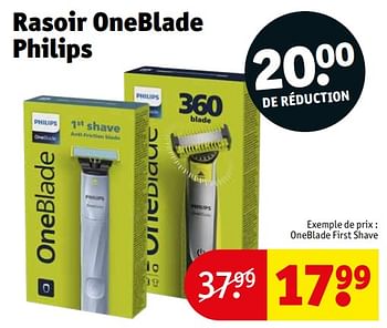 Promotions Oneblade first shave - Philips - Valide de 17/09/2024 à 22/09/2024 chez Kruidvat