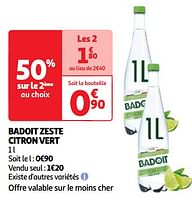 Promoties Badoit zeste citron vert - Badoit - Geldig van 17/09/2024 tot 23/09/2024 bij Auchan