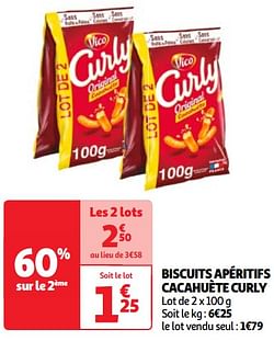 Biscuits apéritifs cacahuète curly