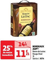 Bordeaux aop baron de lestac rouge, rosé-Rode wijnen