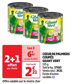 Coeur de palmiers coupés geant vert