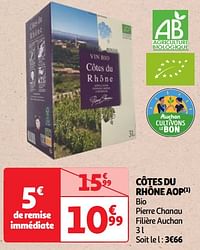 Côtes du rhône aop bio pierre chanau filière auchan-Rode wijnen