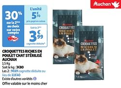 Croquettes riches en poulet chat stérilisé auchan