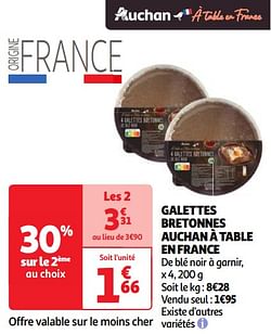 Galettes bretonnes auchan à table en france