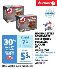 Mini boulettes de viande de boeuf cuites surgelées auchan-Huismerk - Auchan