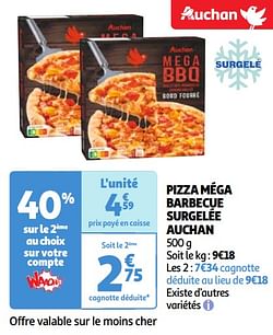 Pizza méga barbecue surgelée auchan