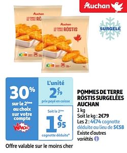 Pommes de terre röstis surgelées auchan