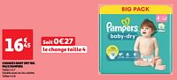 Promoties Changes baby dry big pack pampers - Pampers - Geldig van 17/09/2024 tot 23/09/2024 bij Auchan