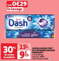 Lessive capsule tout en 1 détergent envolée d`air dash