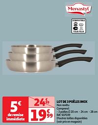 Lot de 3 poêles inox-Menastyl