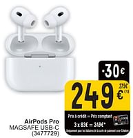 Promotions Airpods pro magsafe usb-c - Apple - Valide de 17/09/2024 à 30/09/2024 chez Cora