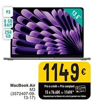 Promotions Apple macbook air m3 - Apple - Valide de 17/09/2024 à 30/09/2024 chez Cora