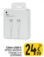 Promotions Câble usb-c apmll82zm-a - Apple - Valide de 17/09/2024 à 30/09/2024 chez Cora