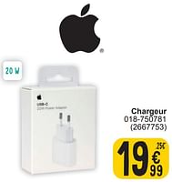 Promotions Chargeur 018-750781 - Apple - Valide de 17/09/2024 à 30/09/2024 chez Cora