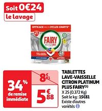 Tablettes lave-vaisselle citron platinum plus fairy-Fairy