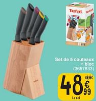 Promotions Set de 5 couteaux + bloc - Tefal - Valide de 17/09/2024 à 30/09/2024 chez Cora