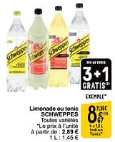 Promotions Limonade ou tonic schweppes - Schweppes - Valide de 17/09/2024 à 23/09/2024 chez Cora