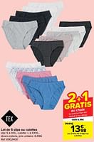 Promotions Lot de 5 slips ou culottes - Tex - Valide de 18/09/2024 à 30/09/2024 chez Carrefour