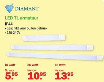 Promoties Led tl armatuur ip44 - Diamant - Geldig van 16/09/2024 tot 05/10/2024 bij Van Cranenbroek