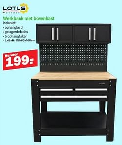 Werkbank met bovenkast