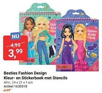 Besties fashion design kler- en stickerboek met stencils-Huismerk - Lobbes