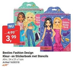 Besties fashion design kler- en stickerboek met stencils