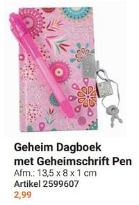 Geheim dagboek met geheimschrift pen-Huismerk - Lobbes