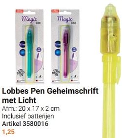 Lobbes pen geheimschrift met licht