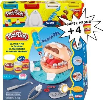 Promoties Bij de tandarts + 4 potjes - Play-Doh - Geldig van 02/10/2017 tot 26/11/2017 bij Maxi Toys