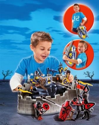 Promoties Meeneem Ridderburcht met schild en zwaard - Playmobil - Geldig van 02/10/2017 tot 26/11/2017 bij Maxi Toys