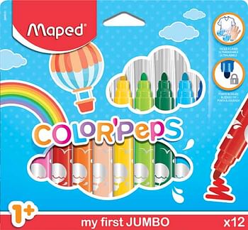 Promoties Maped COLOR'PEPS my first JUMBO 12 viltstiften - Maped - Geldig van 03/08/2019 tot 08/09/2019 bij ToyChamp