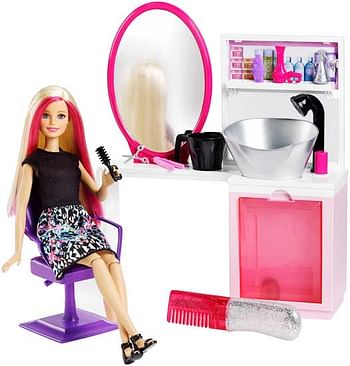 Aanbiedingen Barbie Sparkle Style Salon blondine - Barbie - Geldig van 07/12/2019 tot 01/01/2020 bij ToyChamp