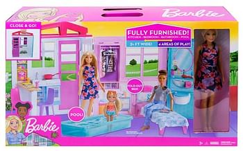 Aanbiedingen Barbie Draagbaar Huis met pop en accessoires - Barbie - Geldig van 07/12/2019 tot 01/01/2020 bij ToyChamp