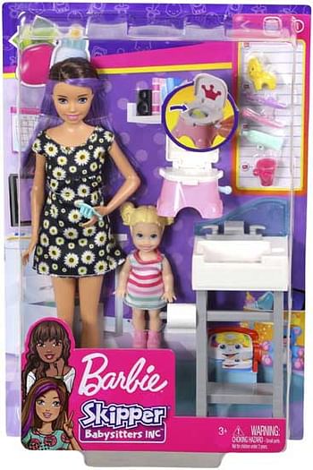 Aanbiedingen Skipper Babysitters Inc met po en wastafel - Barbie - Geldig van 01/02/2020 tot 01/03/2020 bij ToyChamp