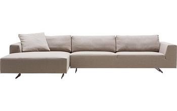 Aanbiedingen Bank Gs-1503 Met Chaise Longue bruin, stof, 3-zits, modern design - Goossens Excellent - Geldig van 16/02/2020 tot 30/03/2020 bij Goossens Wonen & Slapen