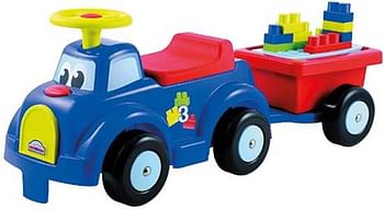Aanbiedingen Ecoiffier Maxi Abrick loopauto met trailer en blok - Ecoiffier - Geldig van 14/03/2020 tot 05/04/2020 bij ToyChamp