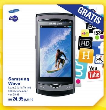 Aanbiedingen Samsung wave - Samsung - Geldig van 26/07/2010 tot 29/08/2010 bij T For Telecom