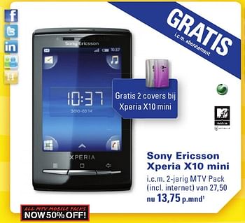 Aanbiedingen Xperia x10 mini - Sony Ericsson - Geldig van 26/07/2010 tot 29/08/2010 bij T For Telecom