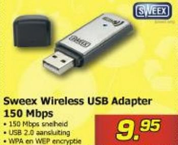 Aanbiedingen Wireless usb adapter 150 mbps - Sweex - Geldig van 22/08/2010 tot 18/09/2010 bij Computerland