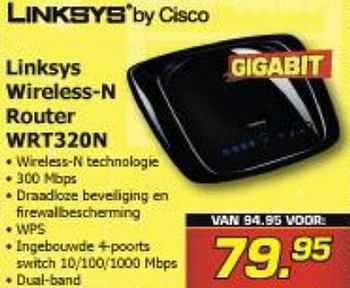 Aanbiedingen Wireless-n router  - Linksys - Geldig van 22/08/2010 tot 18/09/2010 bij Computerland